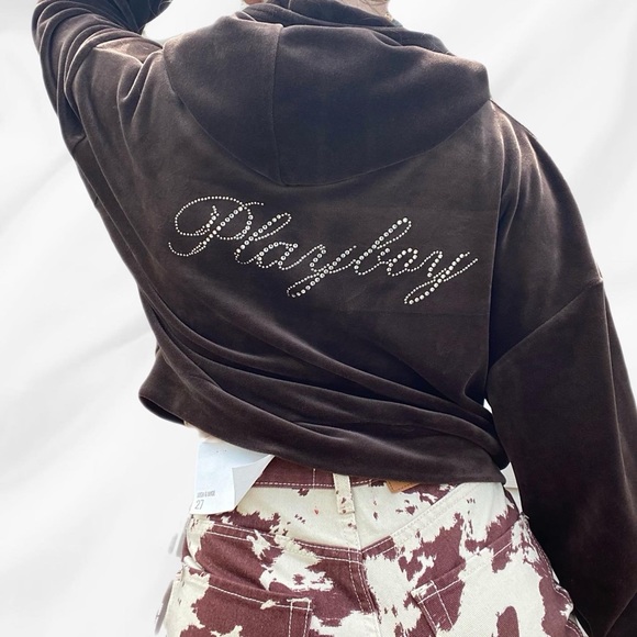 PLAYBOY Sweaters - Velour Playboy Zip up